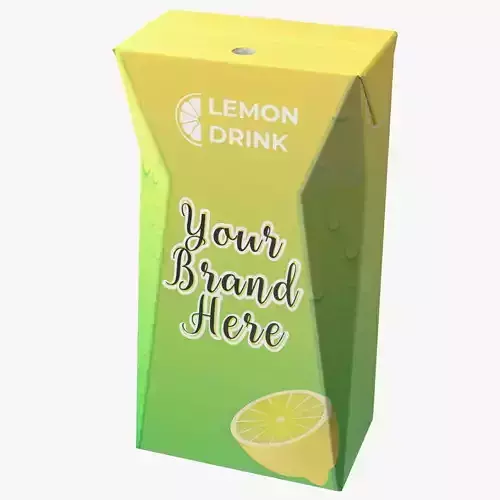Small Aseptic Carton with Straw Hole Mockup Green