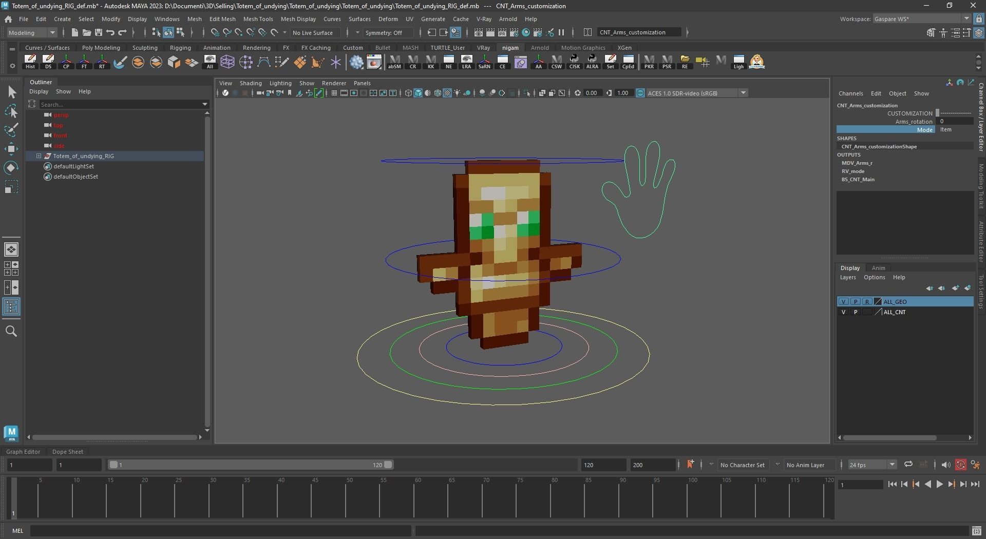 Minecraft Totem Of Undying Low-poly 3D model_9