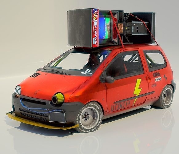 Renault Twingo with its Arcade Machine Low-poly 3D model