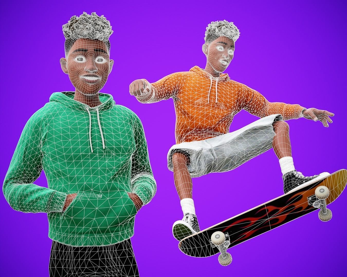 Free Cartoon boy character rigged Free low-poly 3D model_15