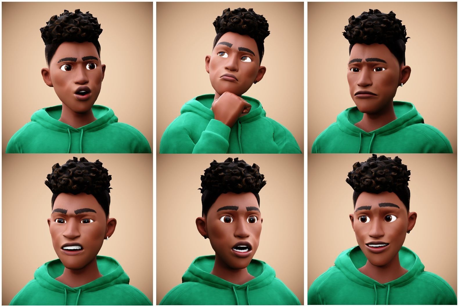 Free Cartoon boy character rigged Free low-poly 3D model_3