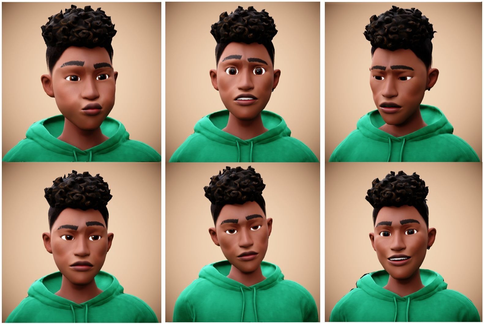 Free Cartoon boy character rigged Free low-poly 3D model_4