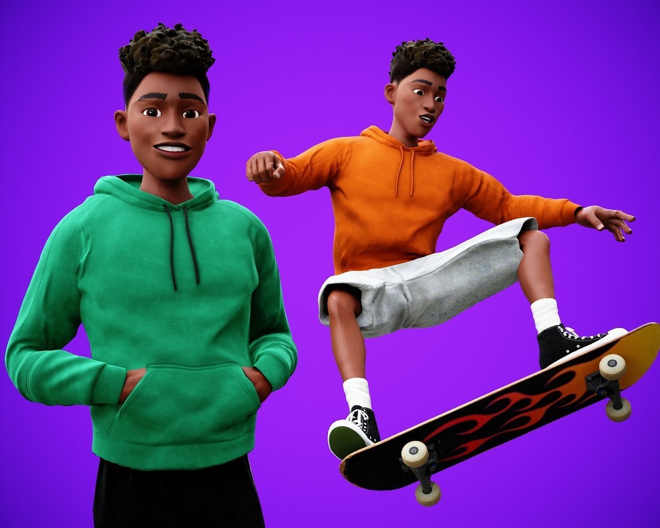 Free Cartoon boy character rigged Free low-poly 3D model_1