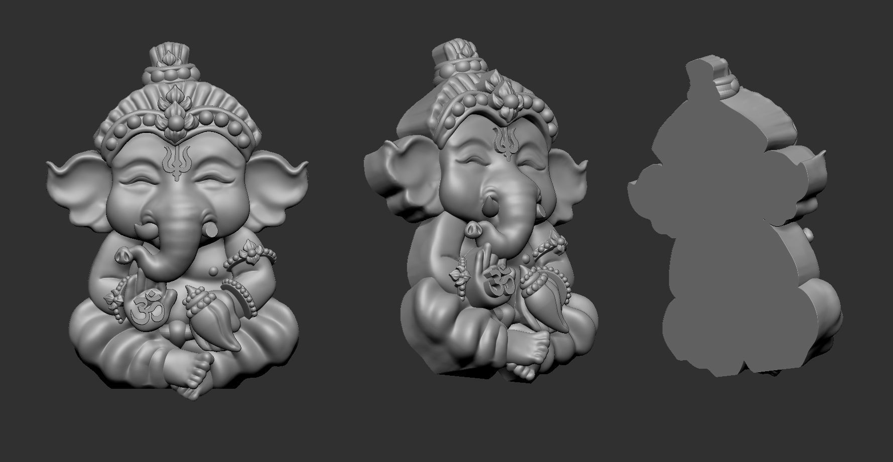 Ganesh Baby Elephant Low-poly 3D model 3D print model_1