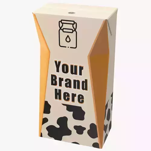 Small Aseptic Carton with Straw Hole Mockup Yellow 3D model