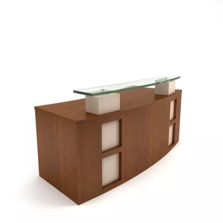 Modern Wooden Receptionist Desk 3D model_0