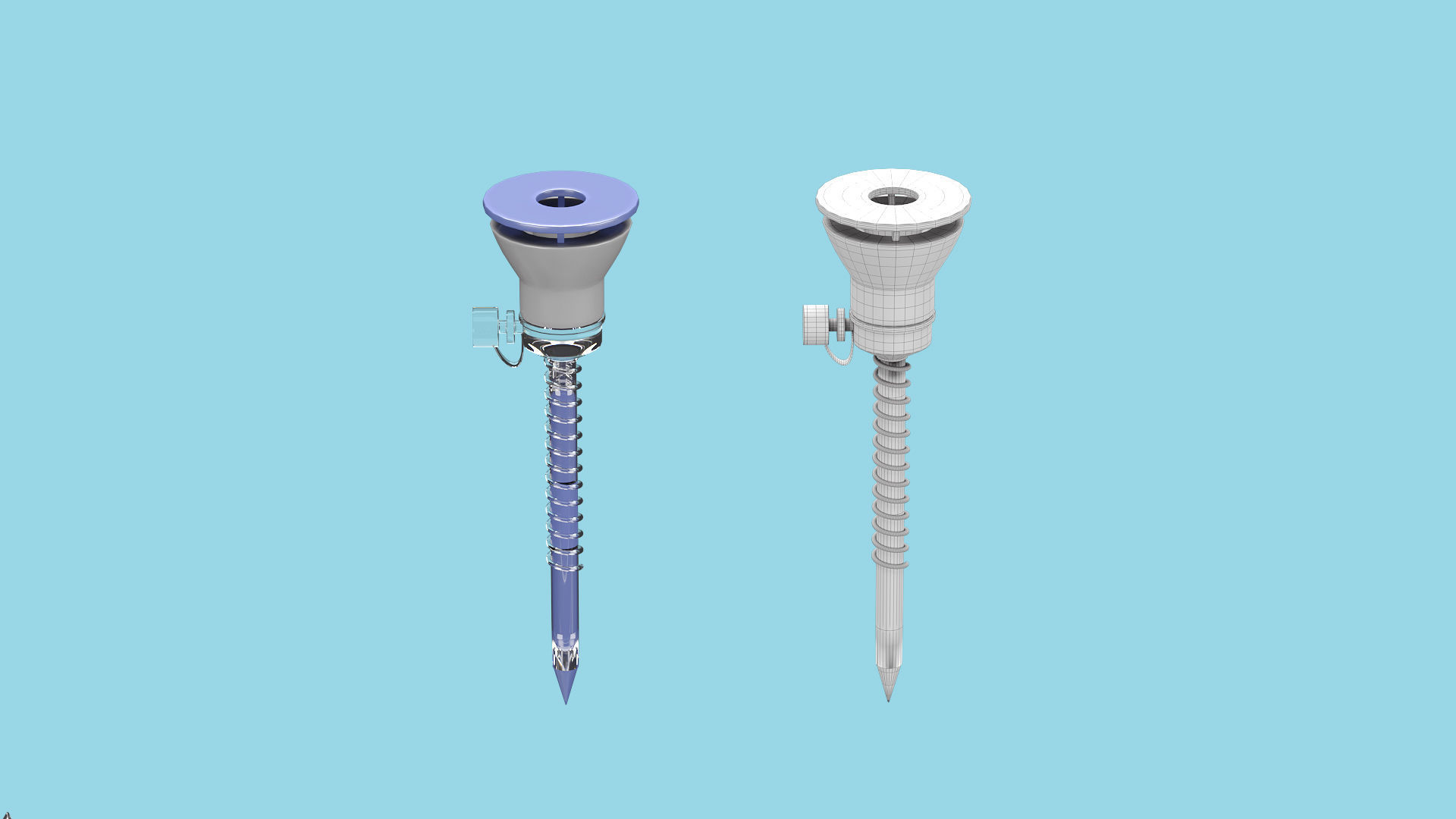 Trocar two medical syringes 3D model_2