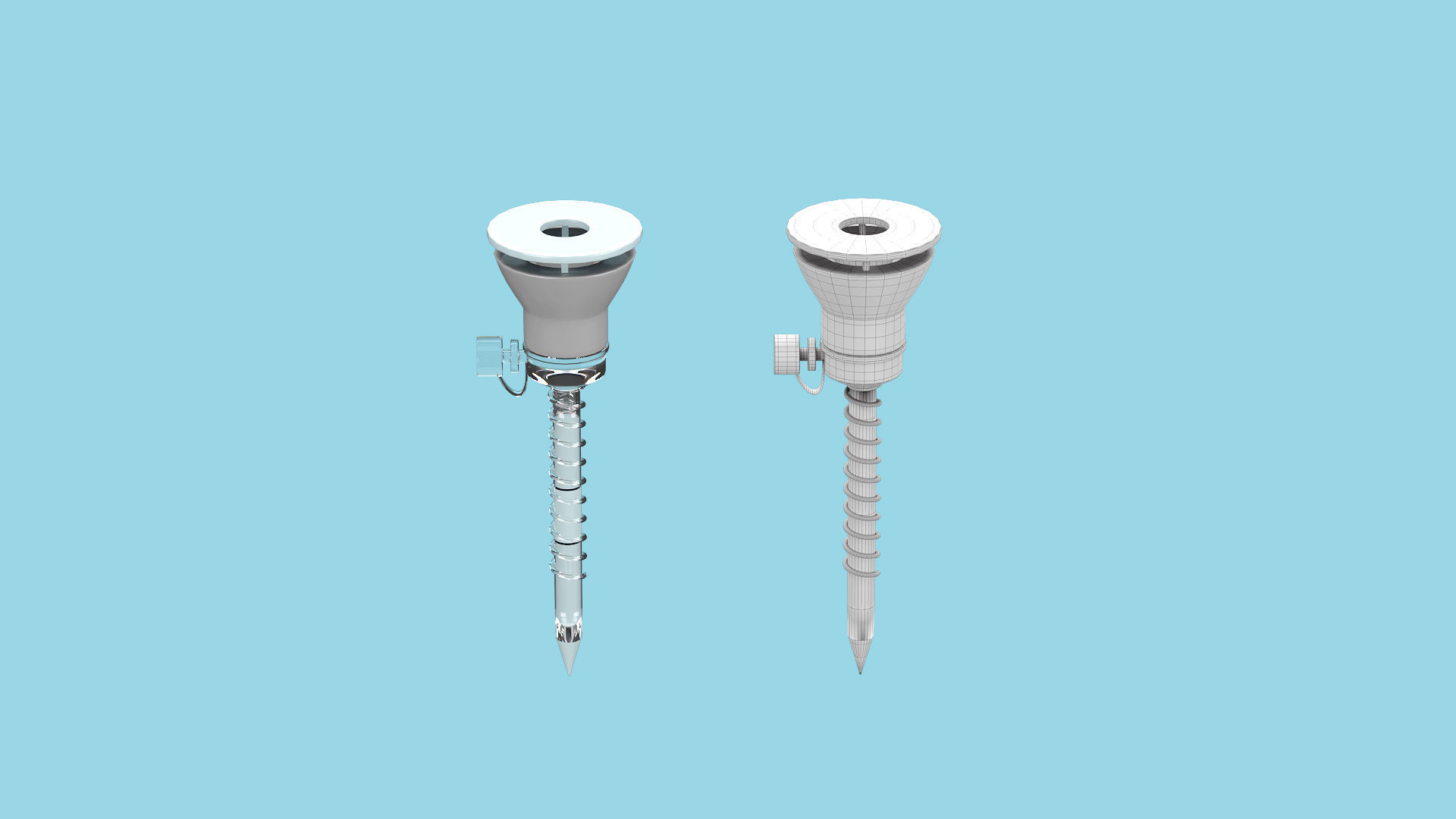 Trocar two medical syringes 3D model_3