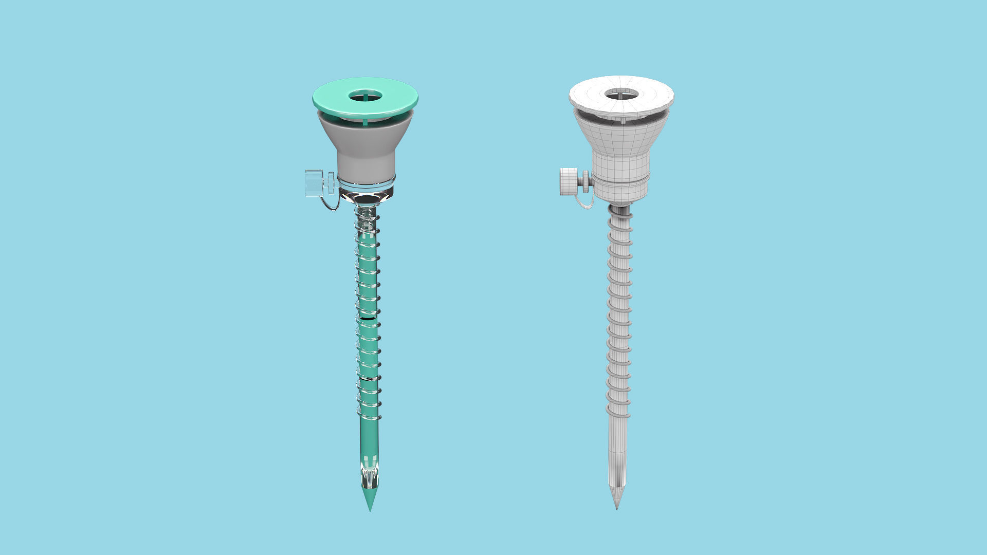 Trocar two medical syringes 3D model_1