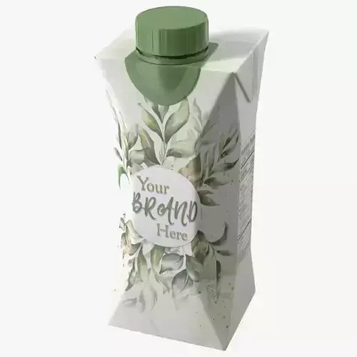 Mockup Small Aseptic Carton with Cap Green