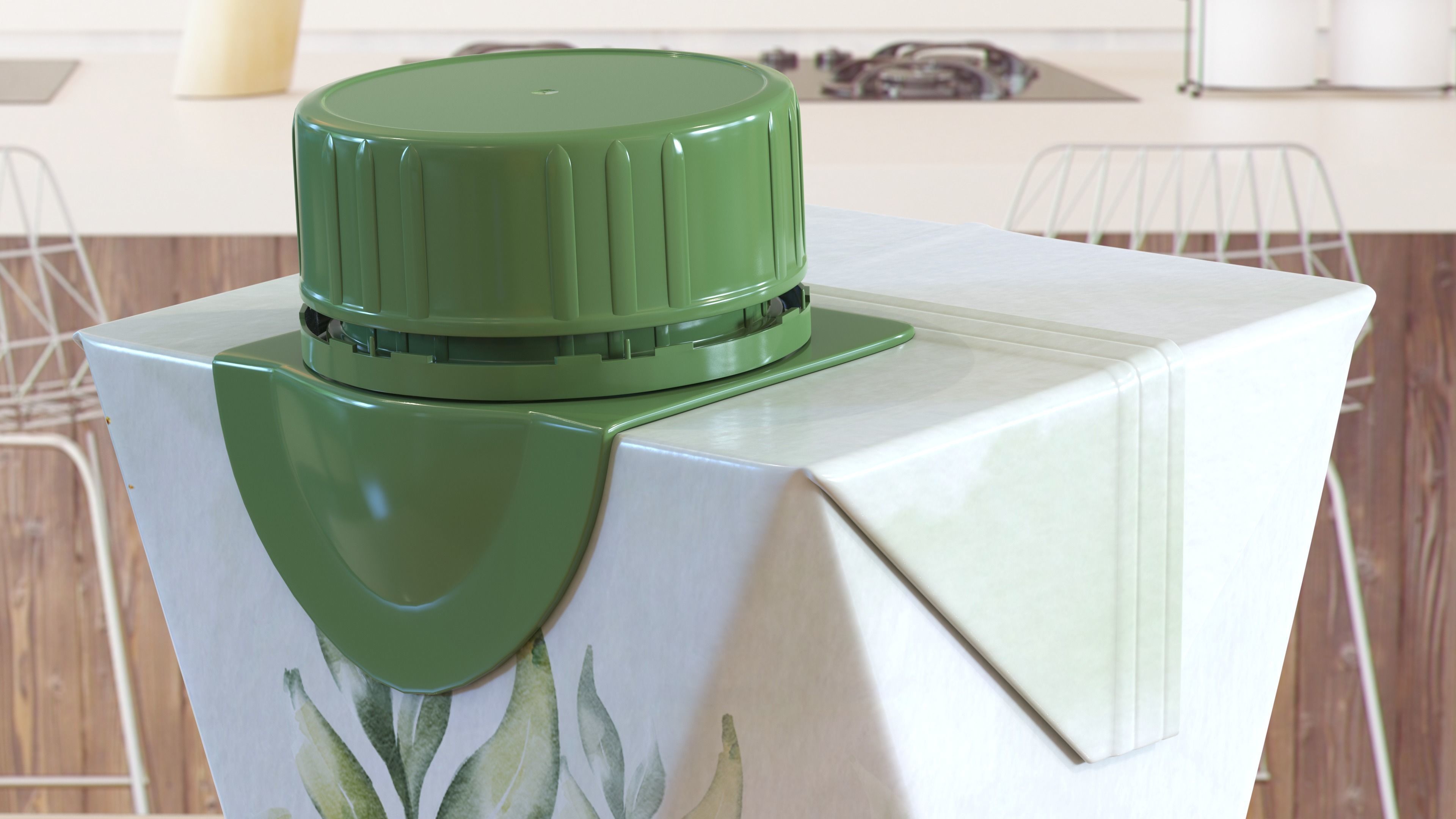 Mockup Small Aseptic Carton with Cap Green 3D model_24