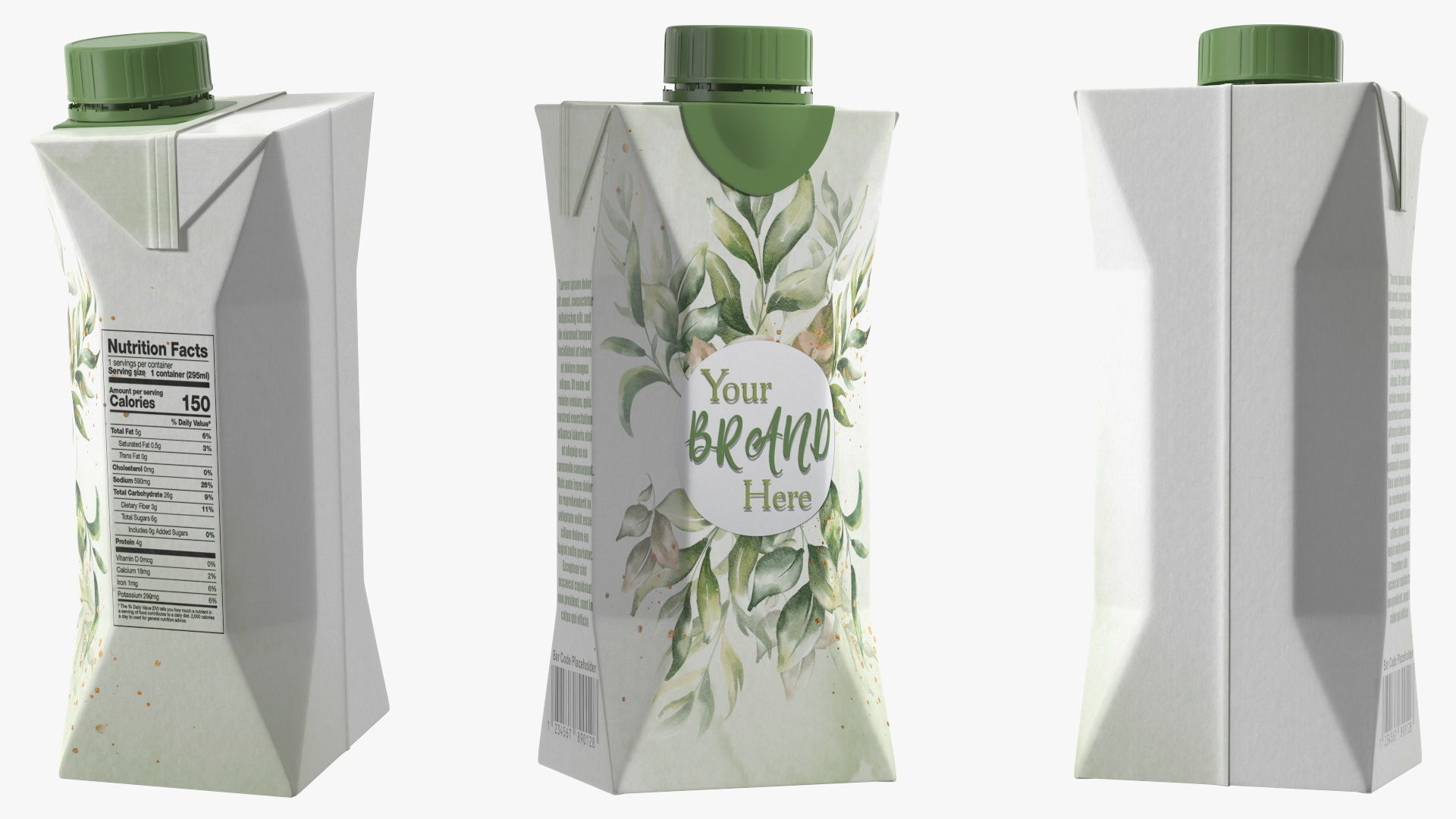 Mockup Small Aseptic Carton with Cap Green 3D model_6