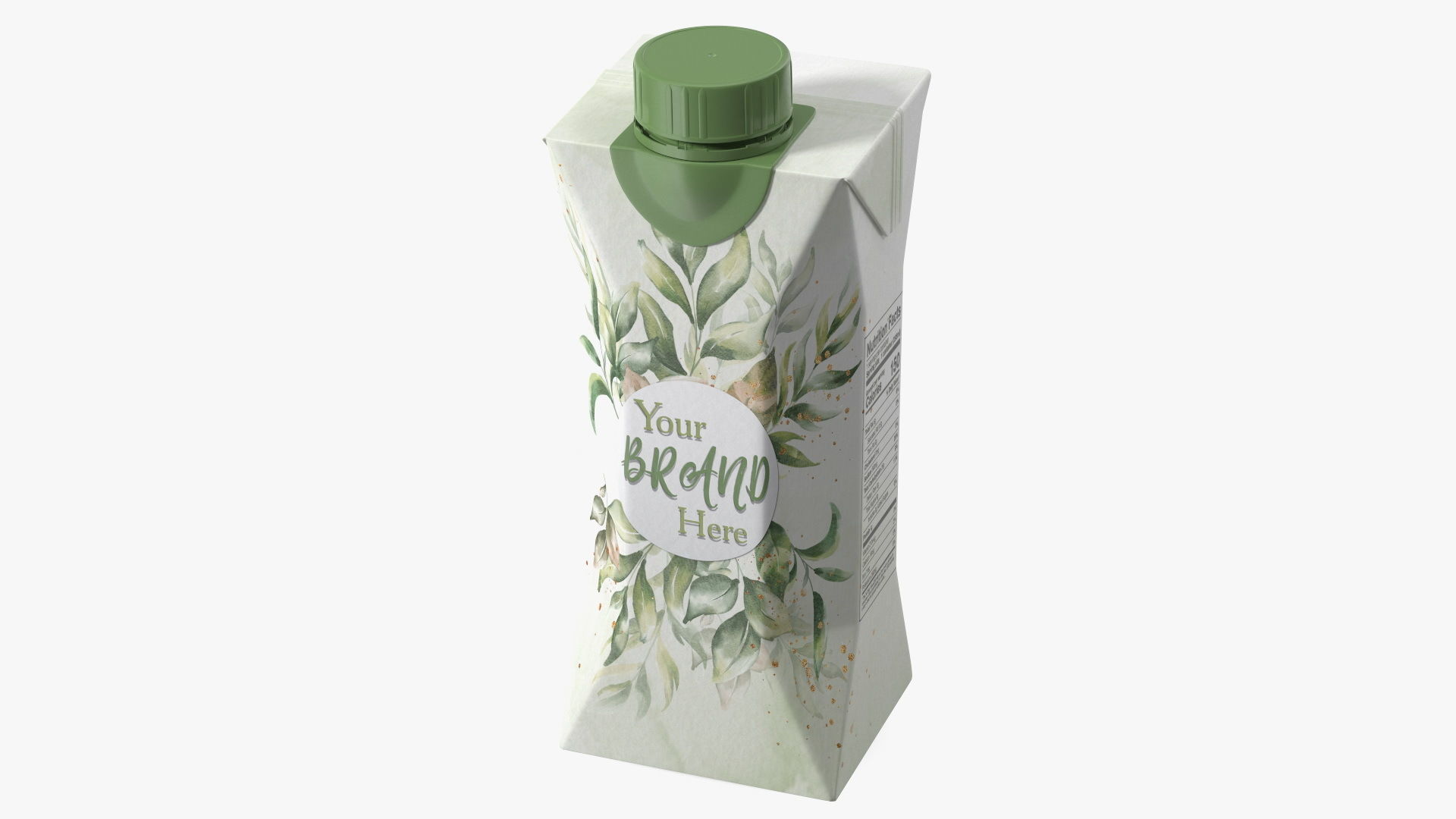 Mockup Small Aseptic Carton with Cap Green 3D model_1