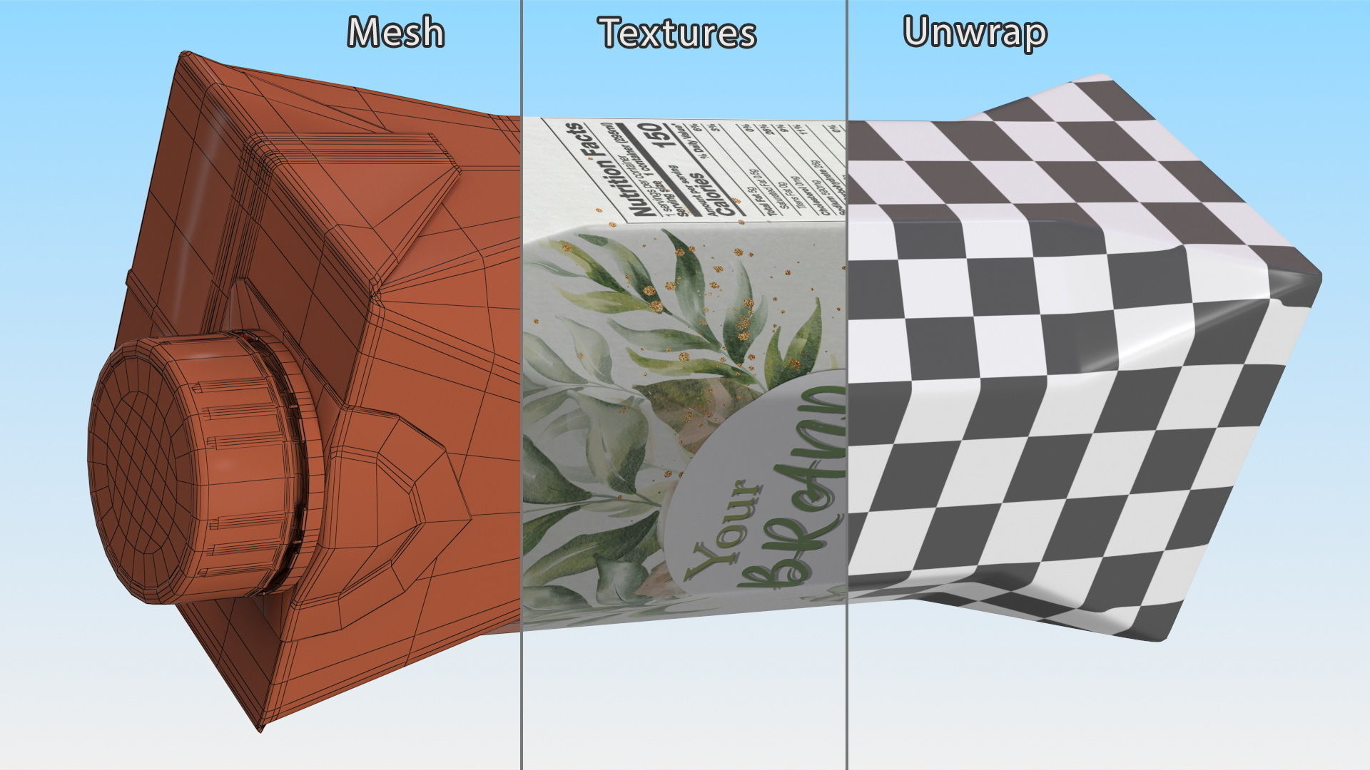 Mockup Small Aseptic Carton with Cap Green 3D model_12