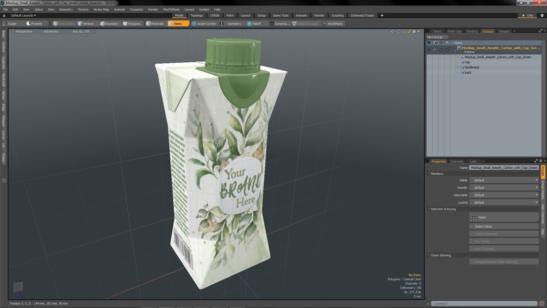 Mockup Small Aseptic Carton with Cap Green 3D model_27