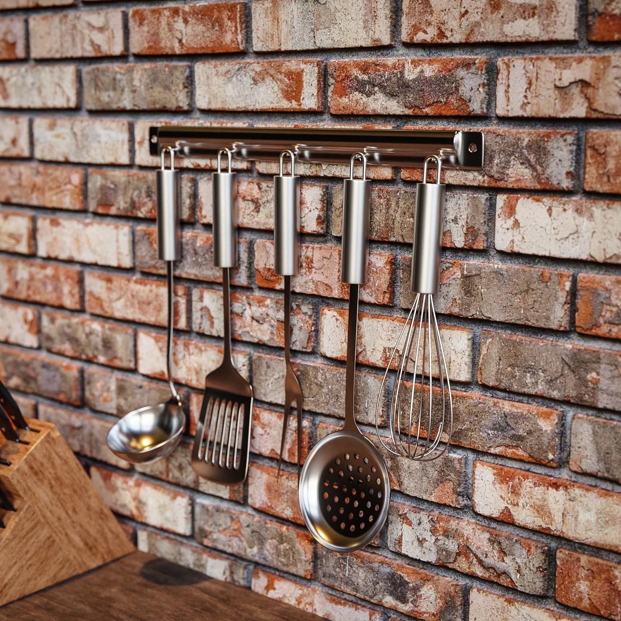 Kitchenware Utensils on holder 3D model_8