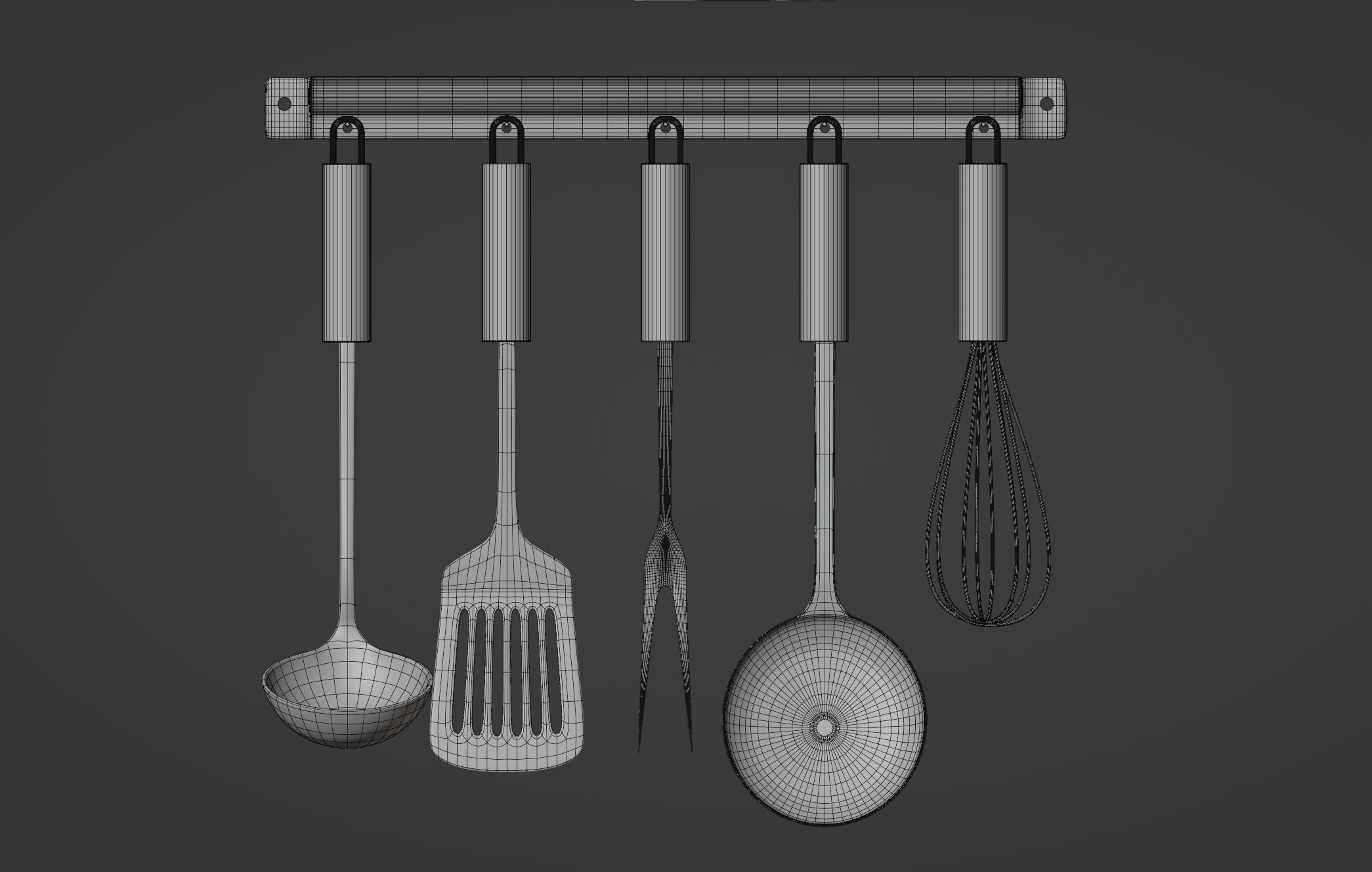 Kitchenware Utensils on holder 3D model_9