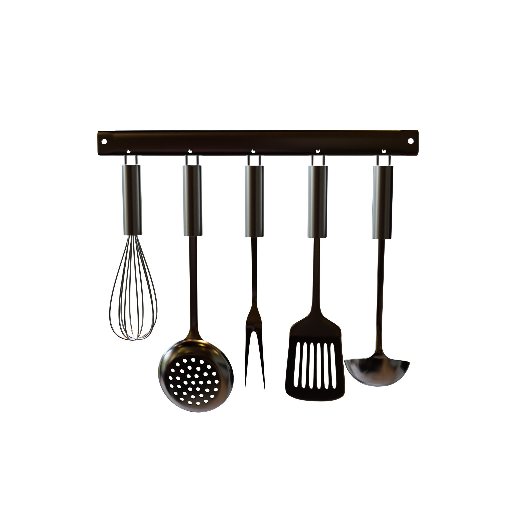 Kitchenware Utensils on holder 3D model_3