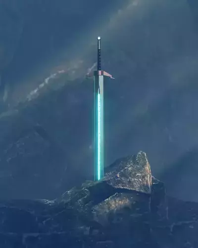 Sword with runes Low-poly 3D model