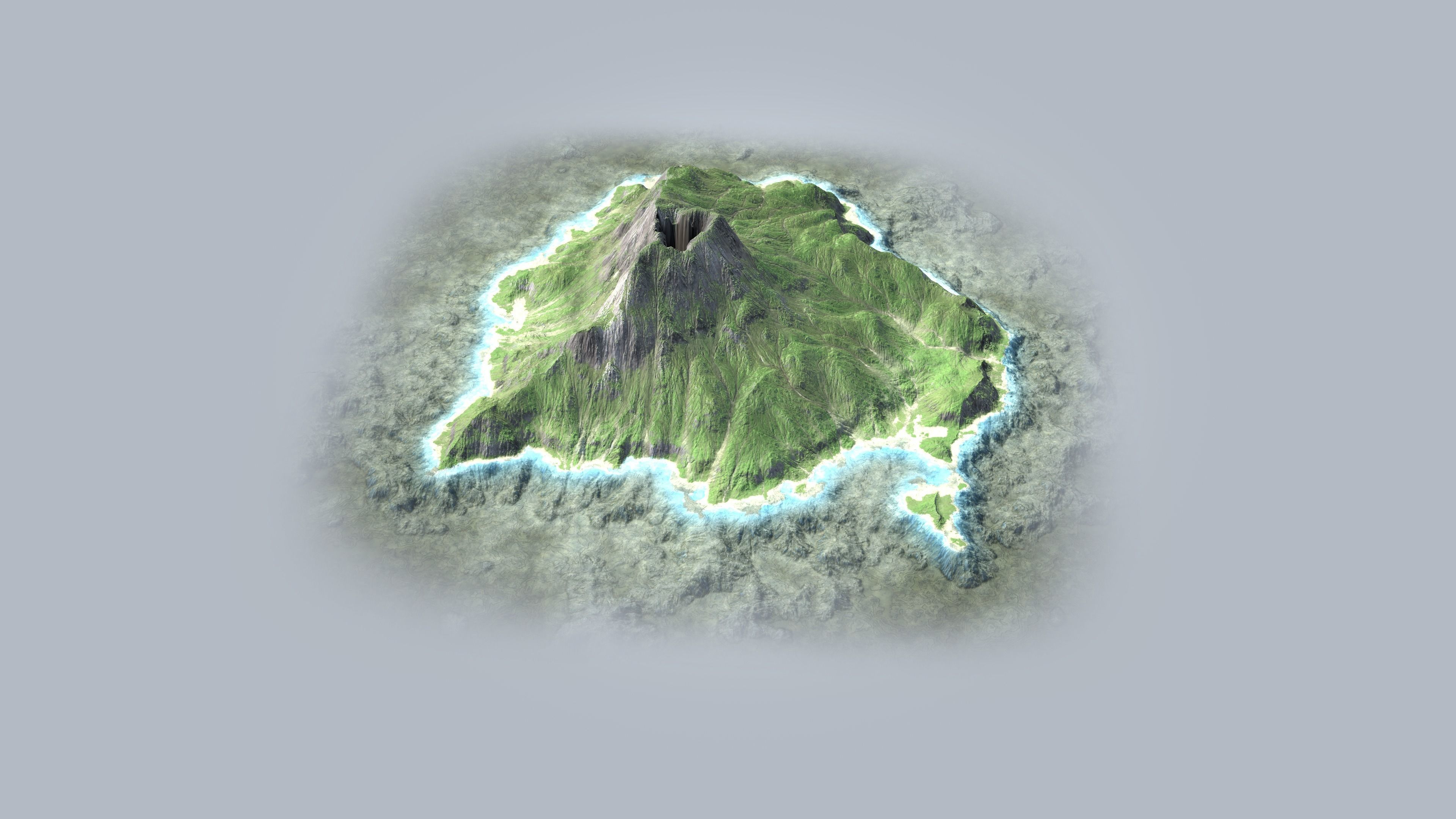 Volcano Island Low-poly 3D model_11