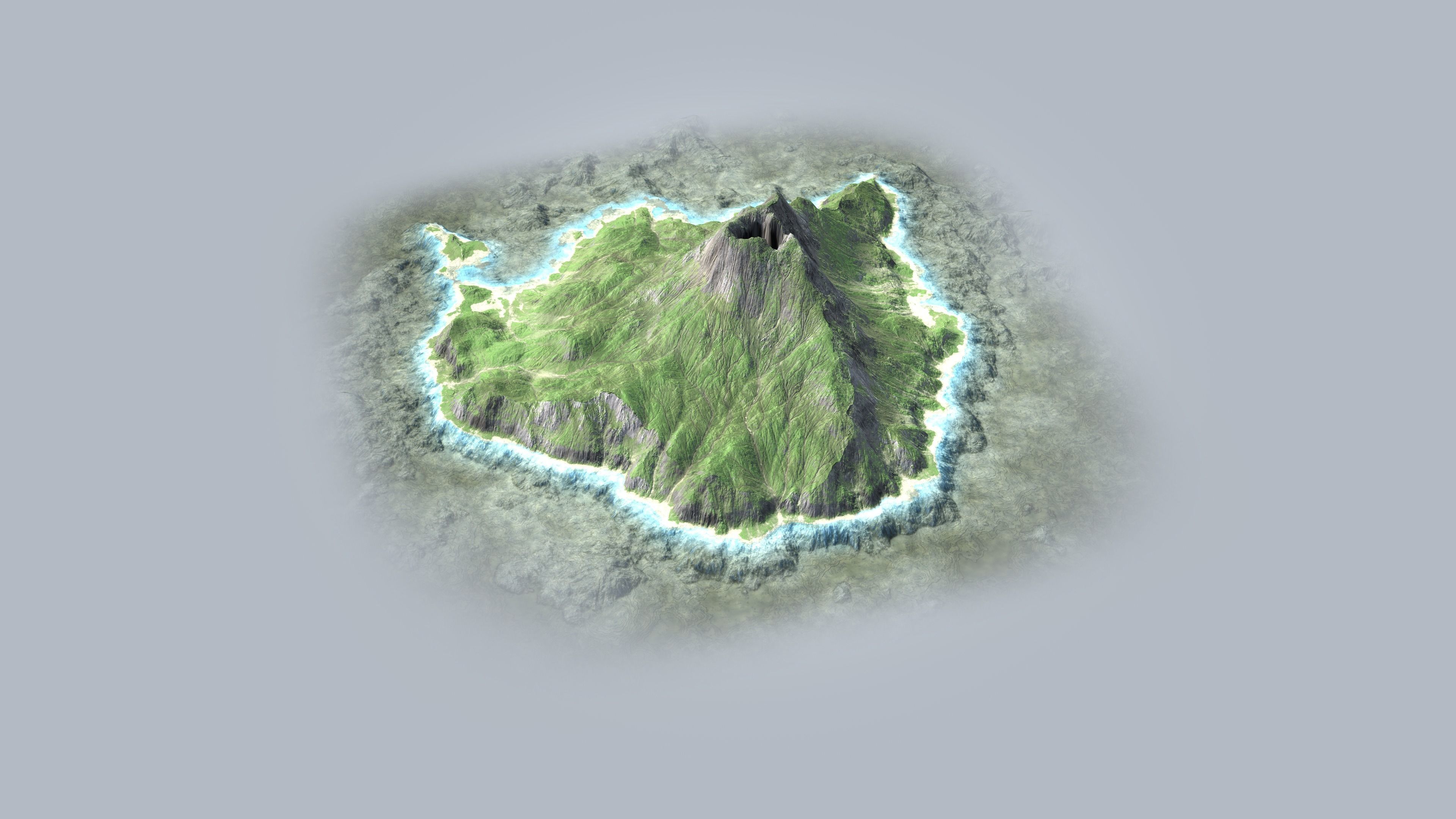 Volcano Island Low-poly 3D model_8