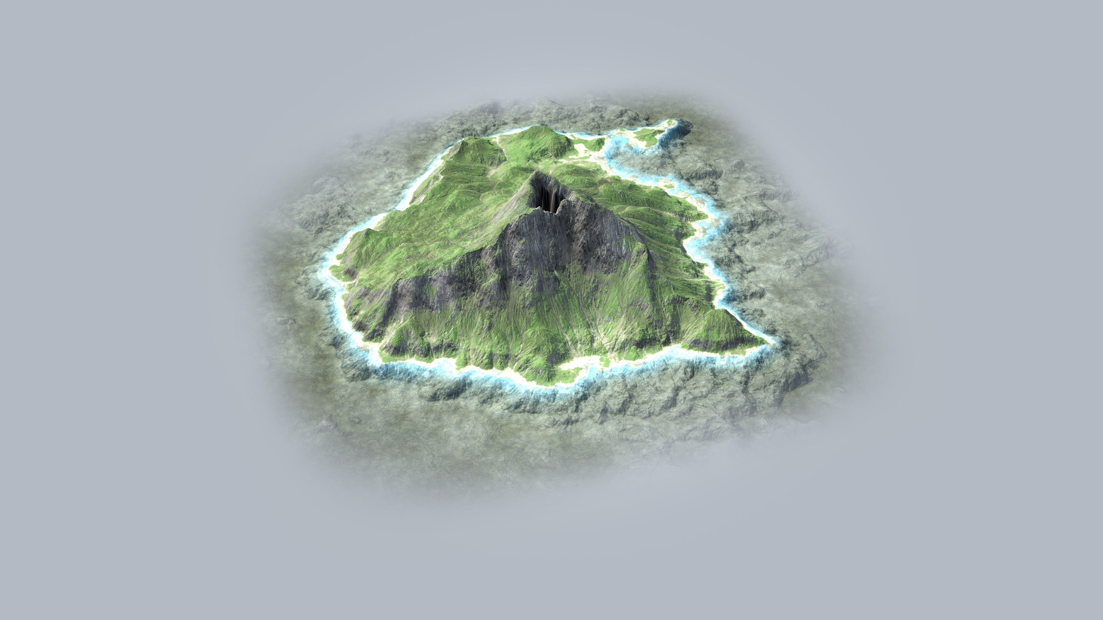 Volcano Island Low-poly 3D model_6