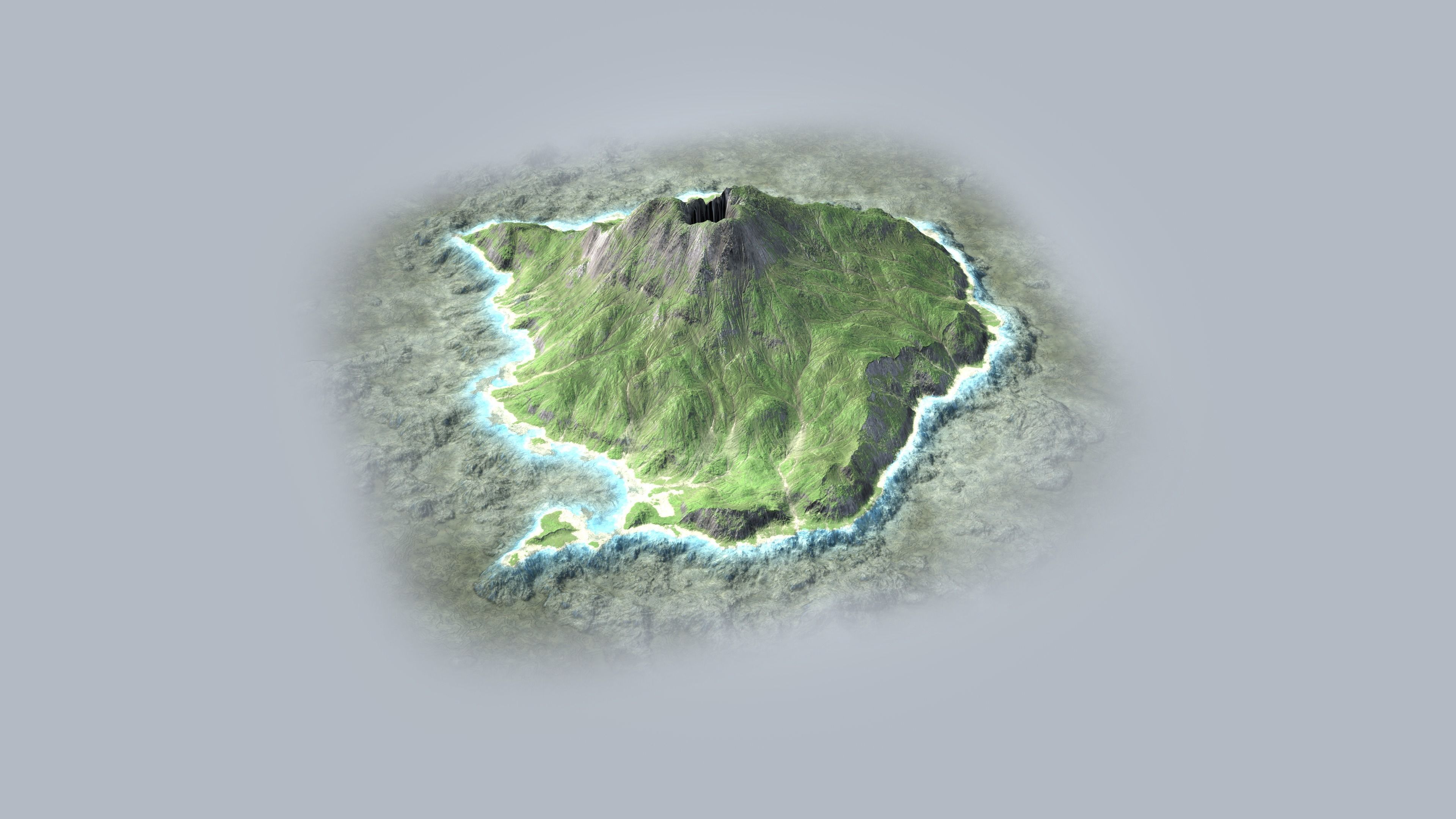Volcano Island Low-poly 3D model_10