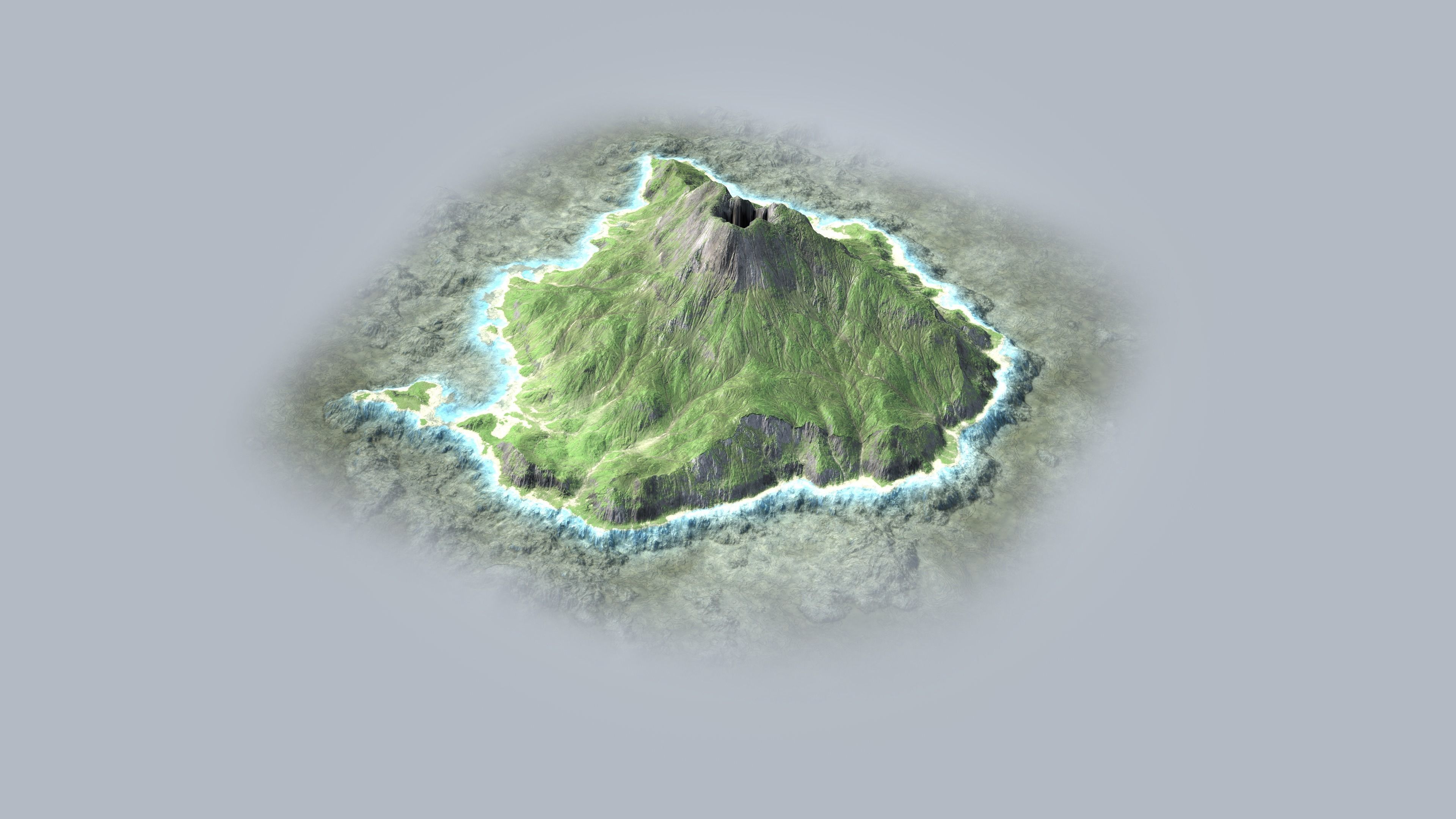 Volcano Island Low-poly 3D model_9