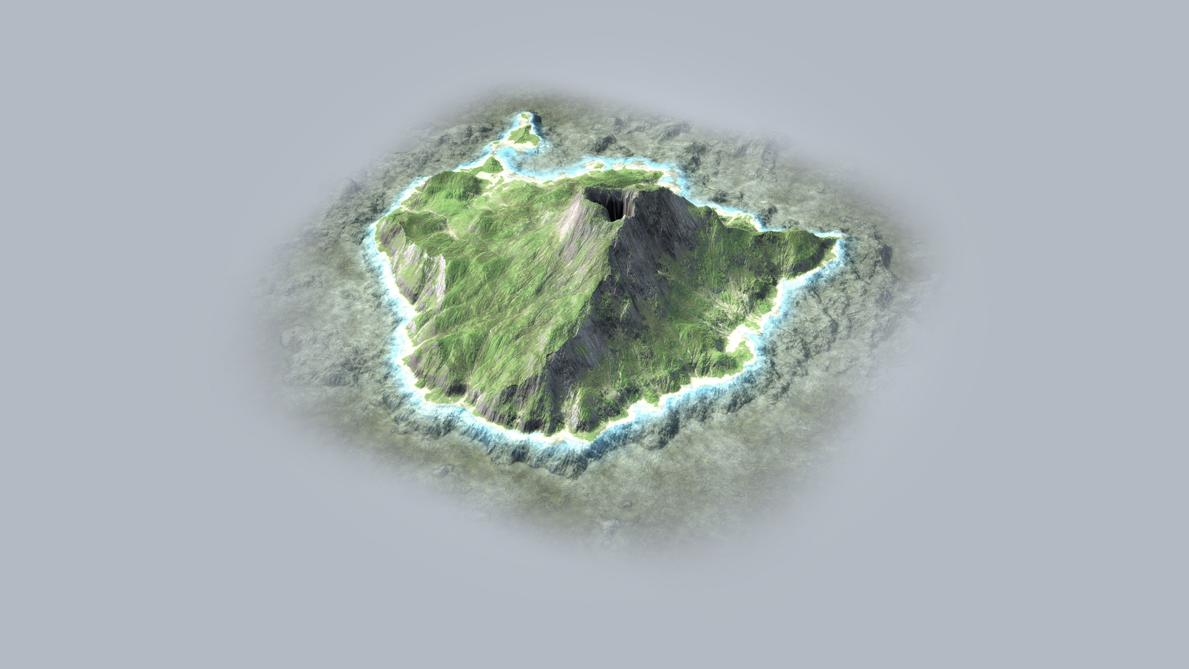 Volcano Island Low-poly 3D model_7