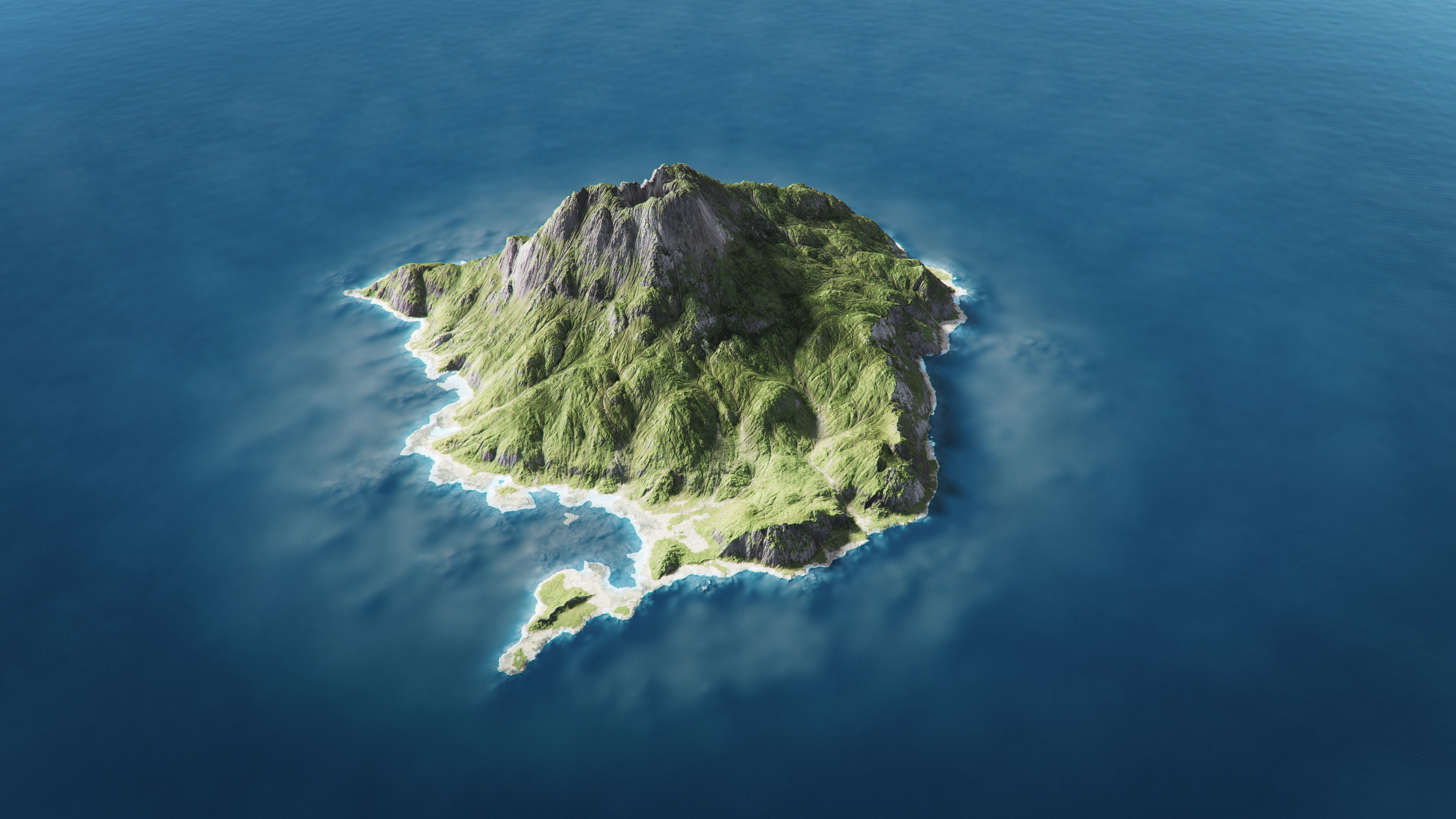 Volcano Island Low-poly 3D model_4
