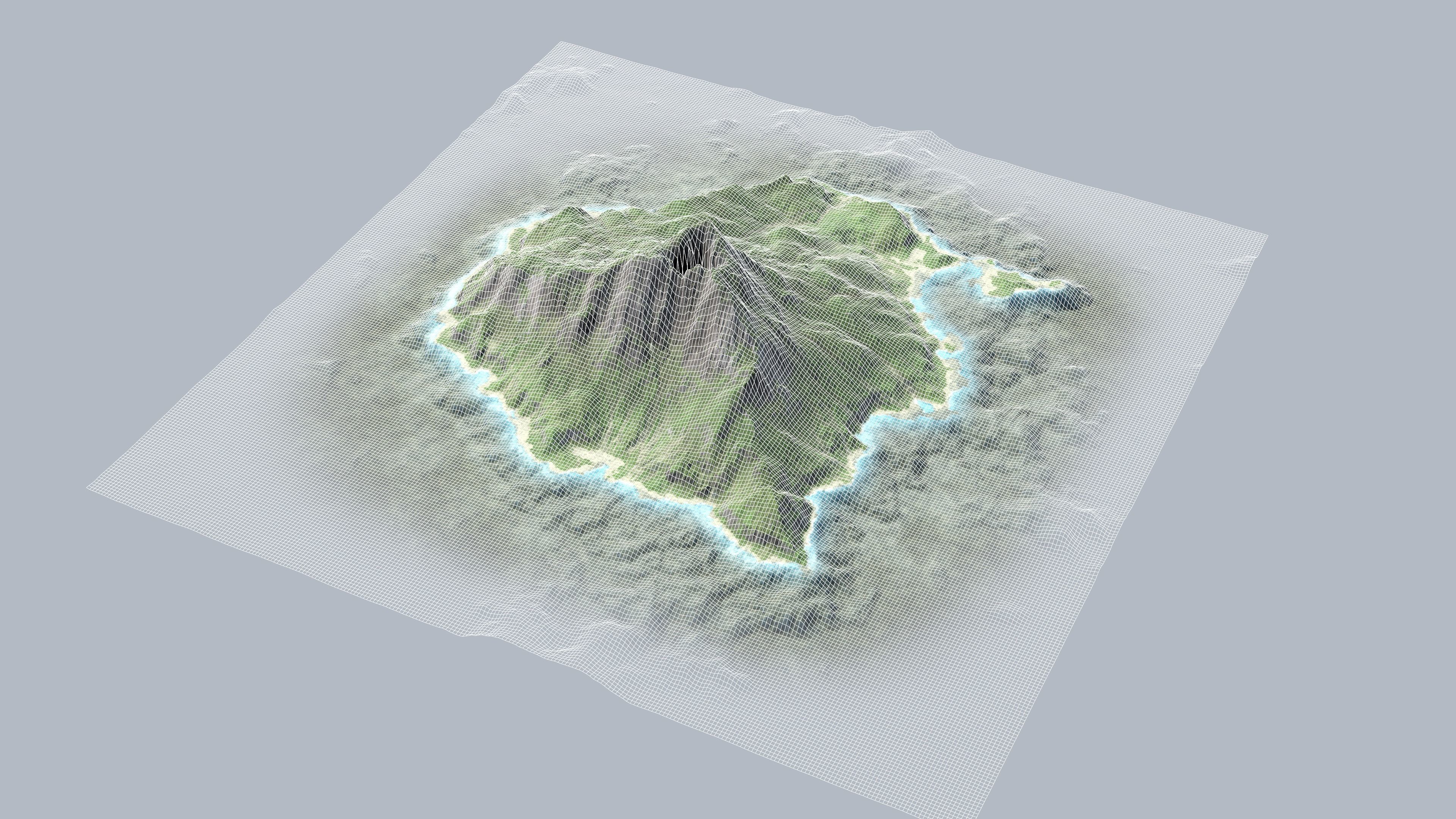Volcano Island Low-poly 3D model_12