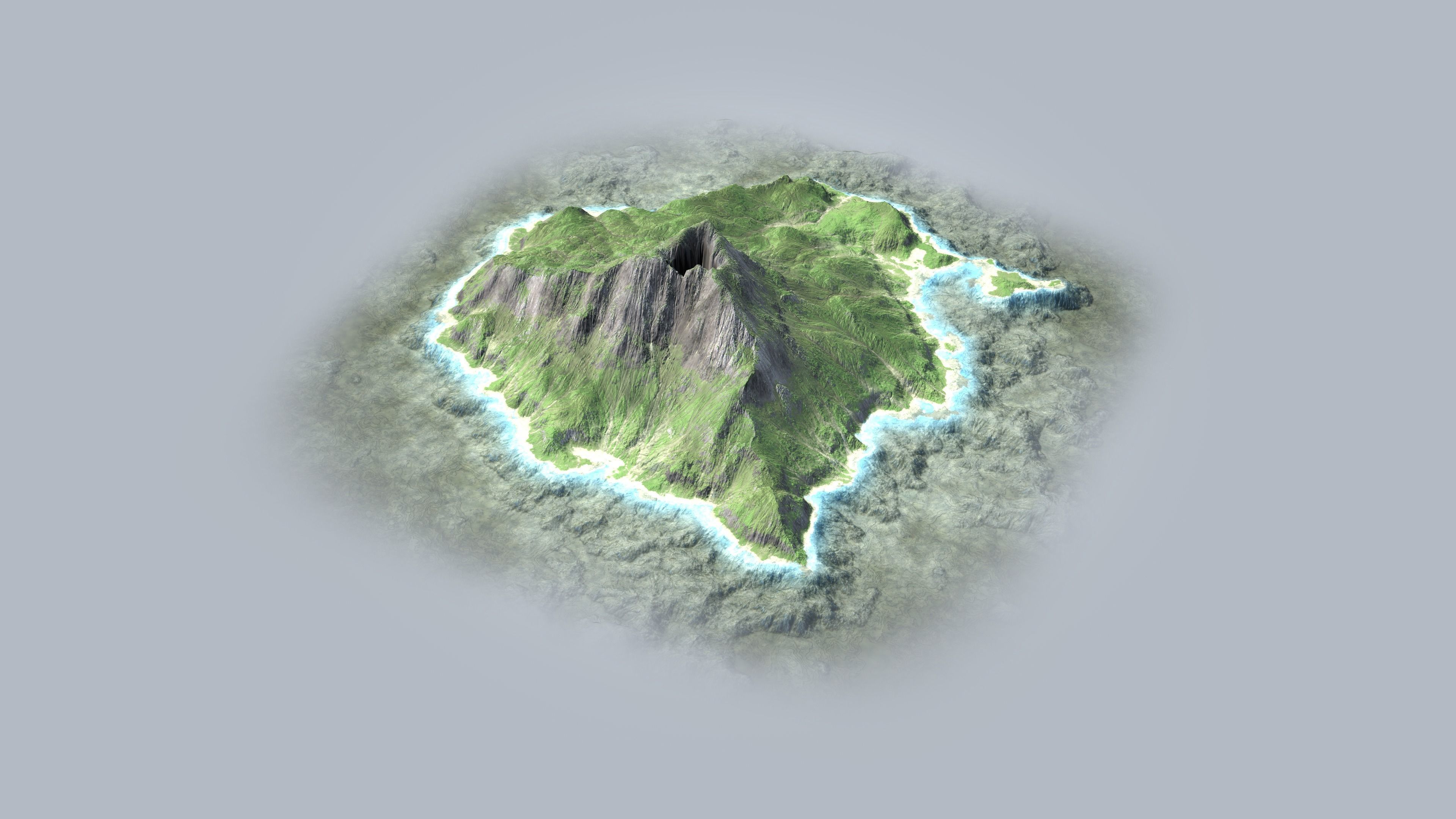 Volcano Island Low-poly 3D model_5