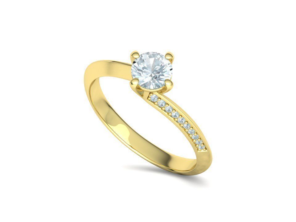 Bypass Solitaire Ring 60pointer Stone 3Dprint Ring 3D print model_30