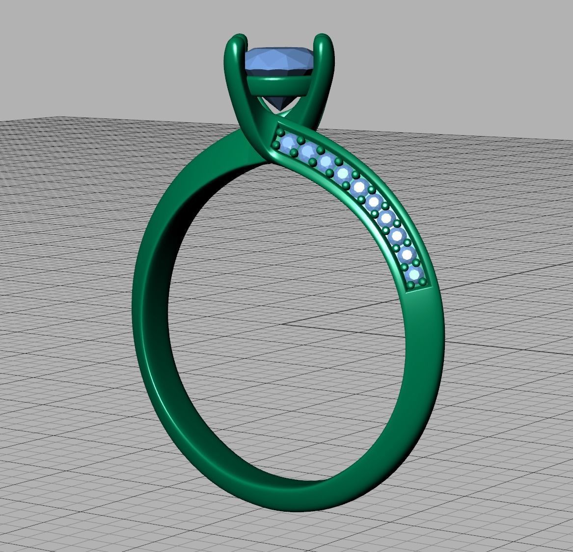 Bypass Solitaire Ring 60pointer Stone 3Dprint Ring 3D print model_19