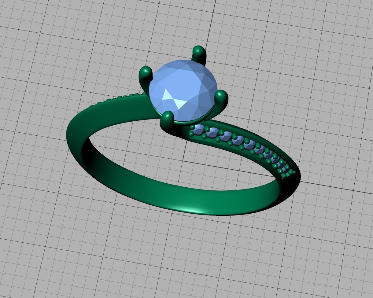 Bypass Solitaire Ring 60pointer Stone 3Dprint Ring 3D print model_20