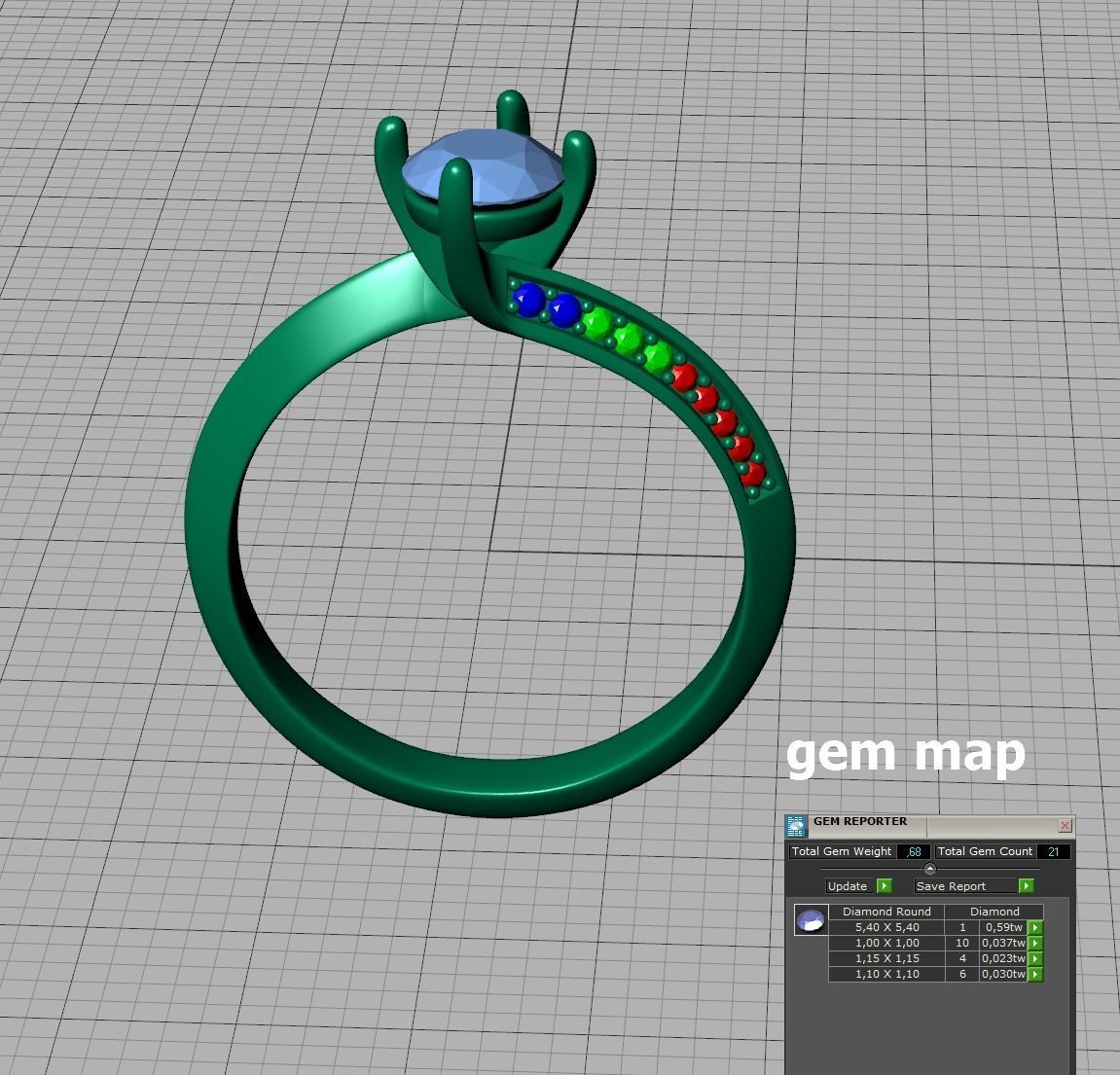 Bypass Solitaire Ring 60pointer Stone 3Dprint Ring 3D print model_22