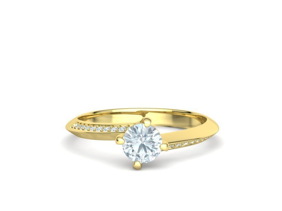 Bypass Solitaire Ring 60pointer Stone 3Dprint Ring 3D print model_9