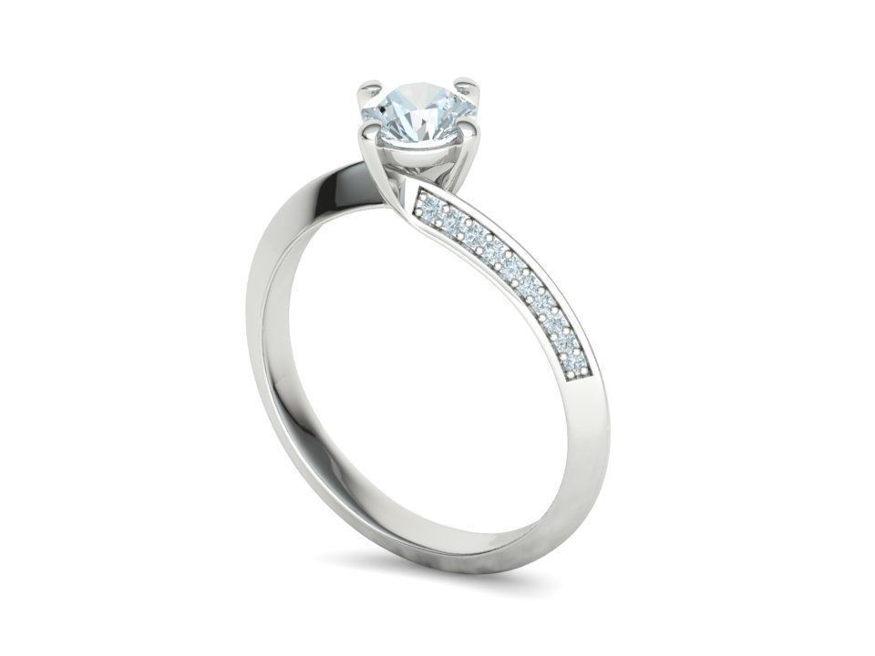 Bypass Solitaire Ring 60pointer Stone 3Dprint Ring 3D print model_34