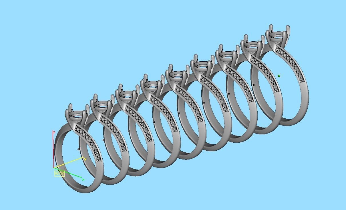 Bypass Solitaire Ring 60pointer Stone 3Dprint Ring 3D print model_13