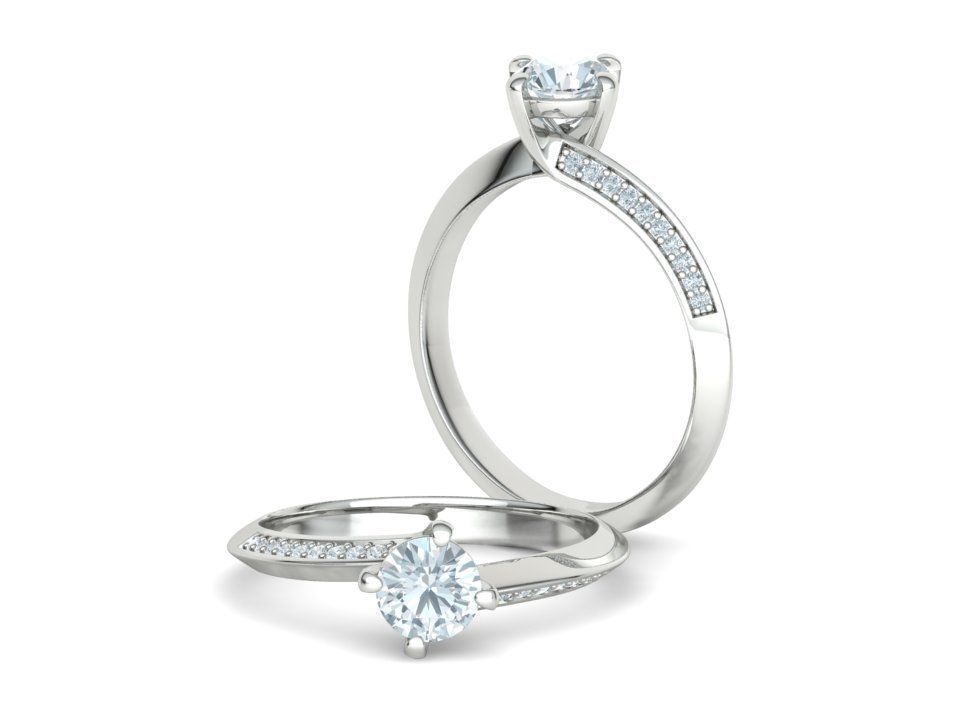 Bypass Solitaire Ring 60pointer Stone 3Dprint Ring 3D print model_7