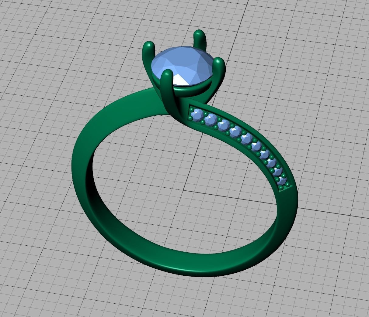 Bypass Solitaire Ring 60pointer Stone 3Dprint Ring 3D print model_18