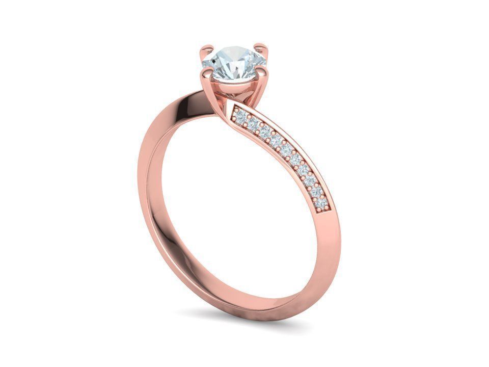 Bypass Solitaire Ring 60pointer Stone 3Dprint Ring 3D print model_32