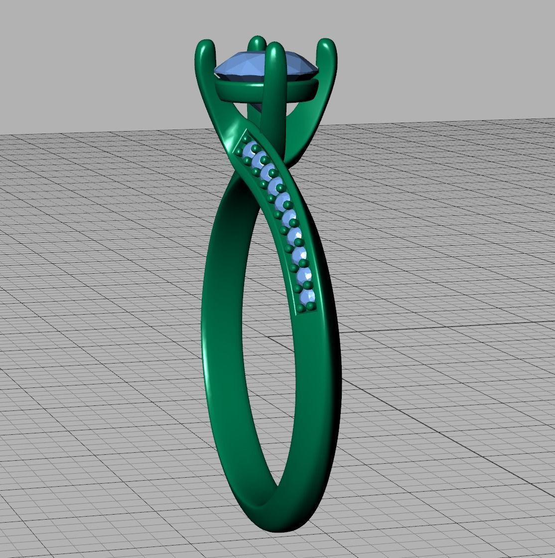 Bypass Solitaire Ring 60pointer Stone 3Dprint Ring 3D print model_21