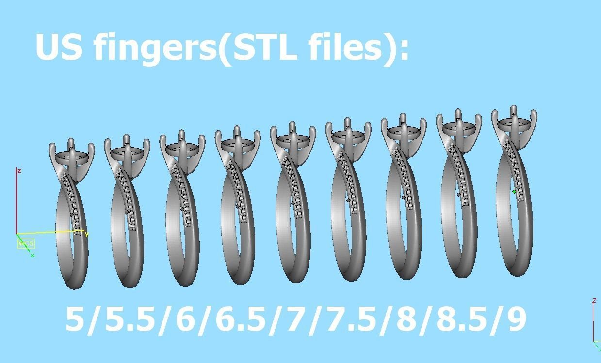 Bypass Solitaire Ring 60pointer Stone 3Dprint Ring 3D print model_12