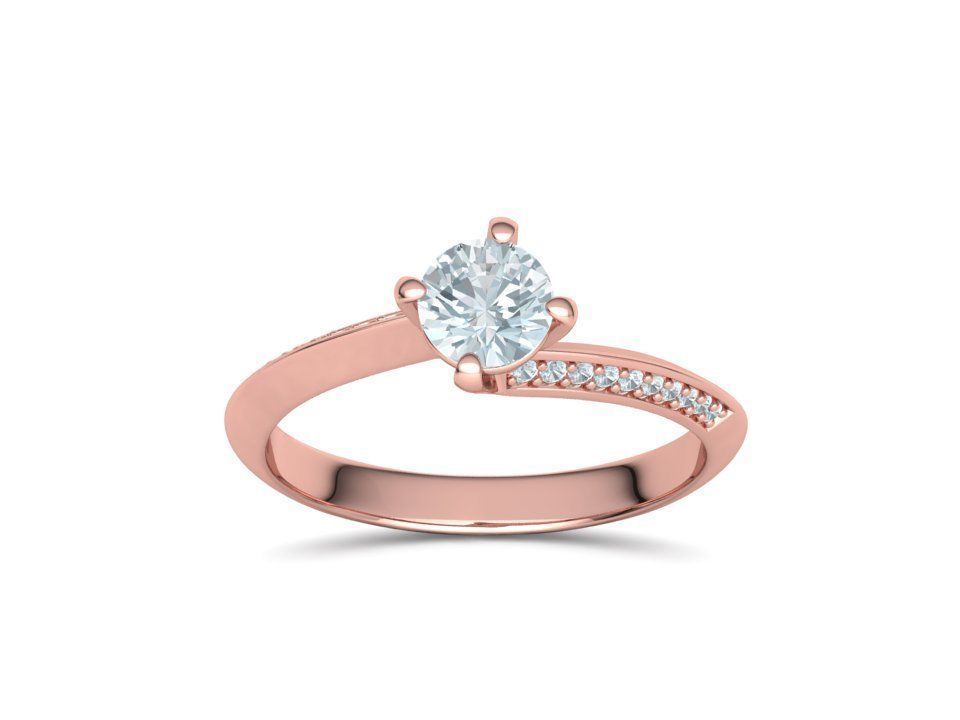 Bypass Solitaire Ring 60pointer Stone 3Dprint Ring 3D print model_25