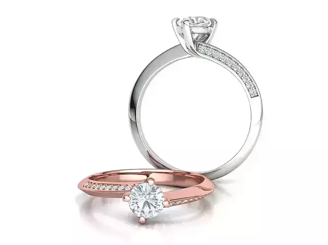 Bypass Solitaire Ring 60pointer Stone 3Dprint Ring