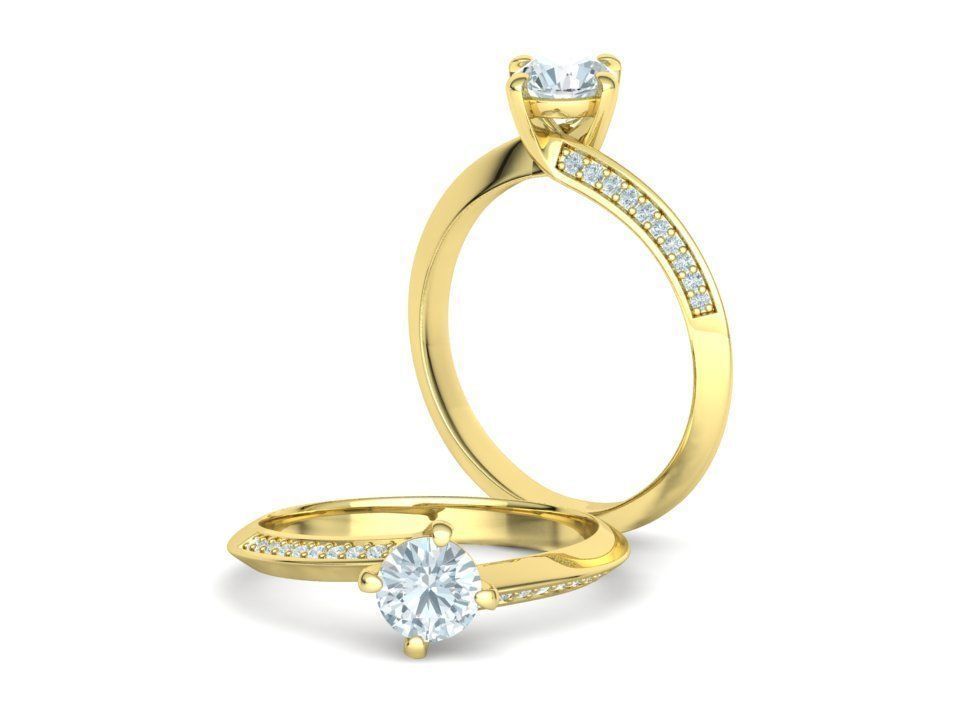 Bypass Solitaire Ring 60pointer Stone 3Dprint Ring 3D print model_6