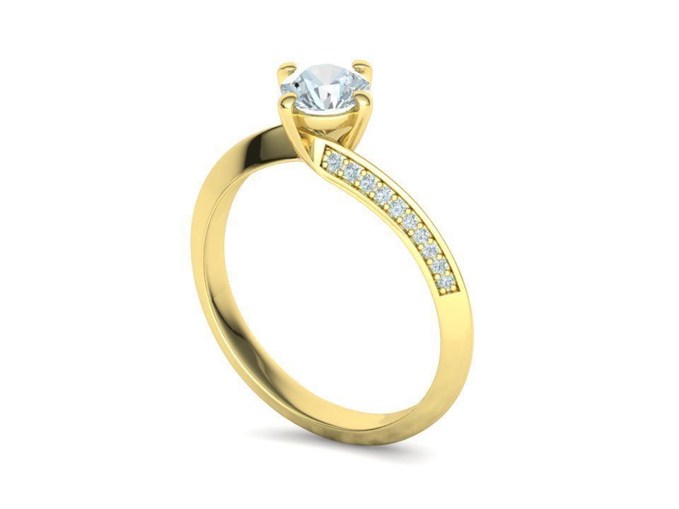 Bypass Solitaire Ring 60pointer Stone 3Dprint Ring 3D print model_33
