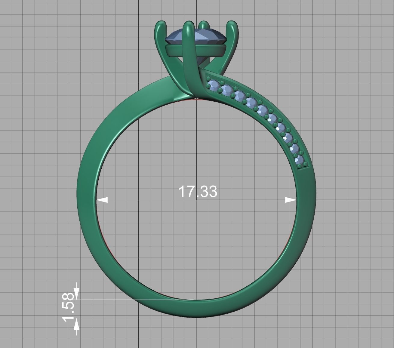 Bypass Solitaire Ring 60pointer Stone 3Dprint Ring 3D print model_16