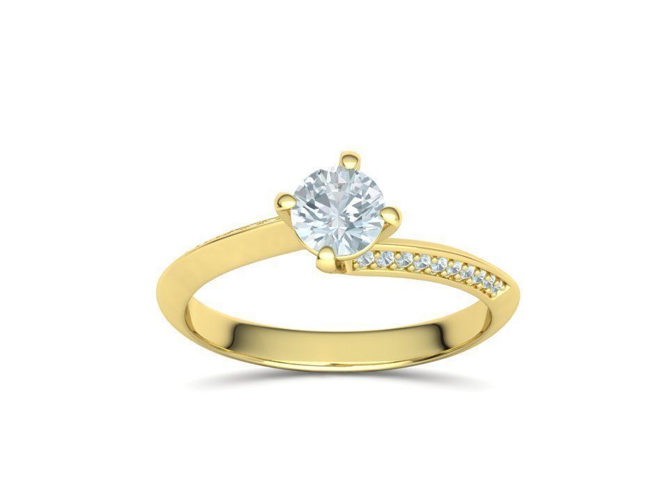 Bypass Solitaire Ring 60pointer Stone 3Dprint Ring 3D print model_23